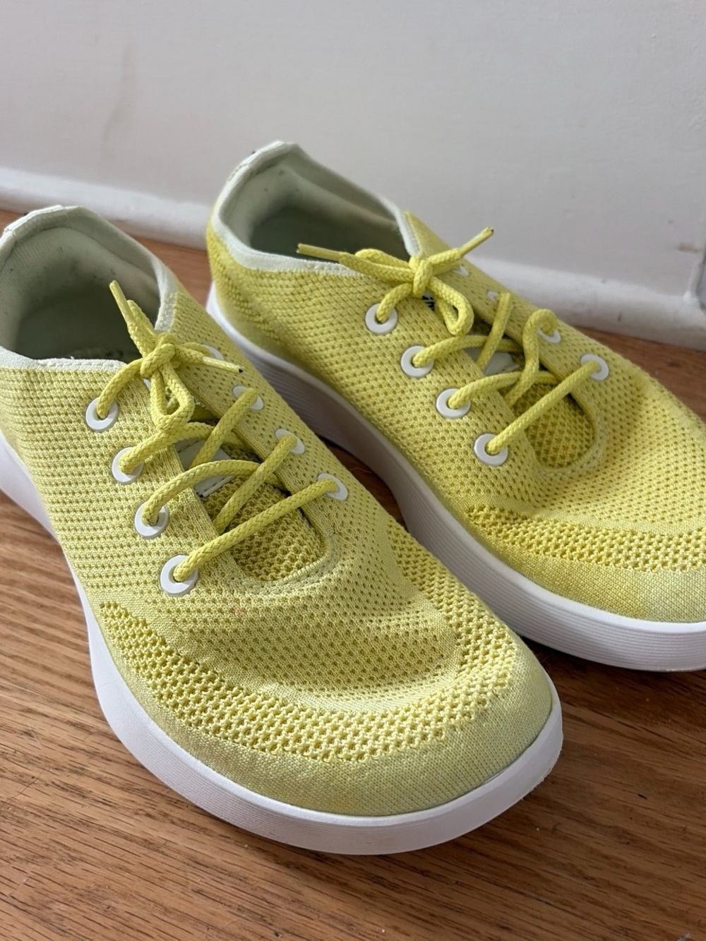 allbirds Women's Lemon Yellow Knit Athletic Shoes